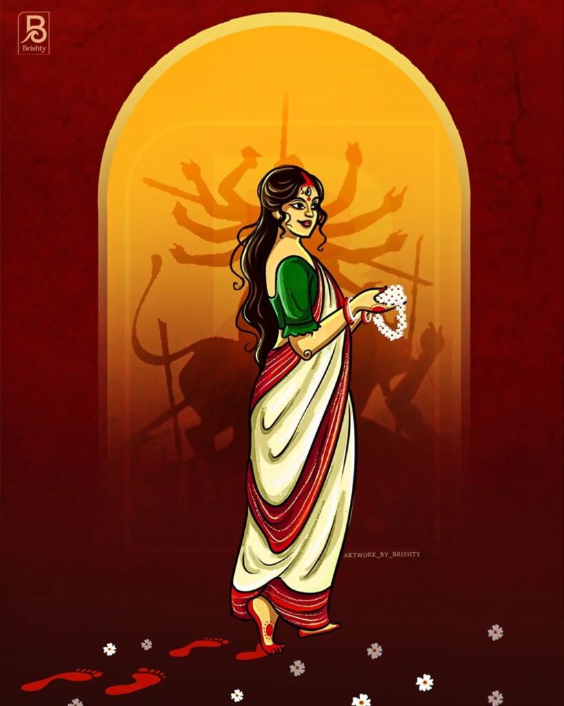 Discover the best Durga Puja saree colors for each day of the festival. Learn which saree shades to wear on Sashthi, Saptami, Ashtami, Navami, and Dashami!