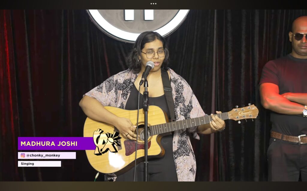 Indias Got Latent Episode 8 Madhura Joshi singing on stage during her performance of "Mitti Di Khushboo," captivating the audience with her soulful voice and emotional connection to the lyrics.