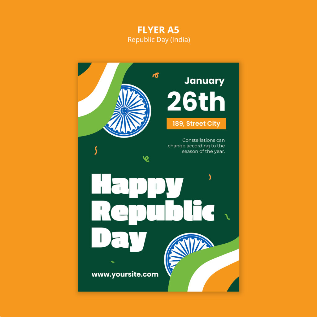 "26 January Republic Day 2025 image with Ashoka Chakra and Happy Republic Day text."
