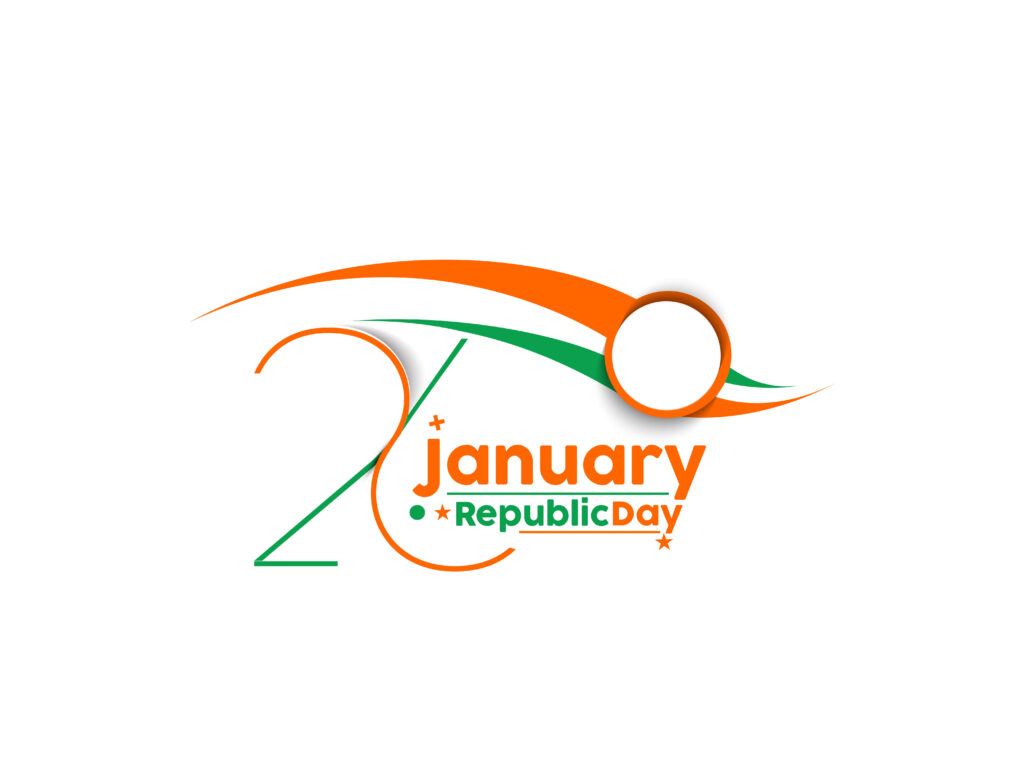"76th Republic Day Indian flag wallpaper in full HD with tricolor theme for download."