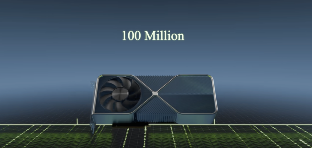 A fun cartoon showing a GPU as a cargo ship with tiny workers (CUDA cores) moving boxes of data to create a video game scene.