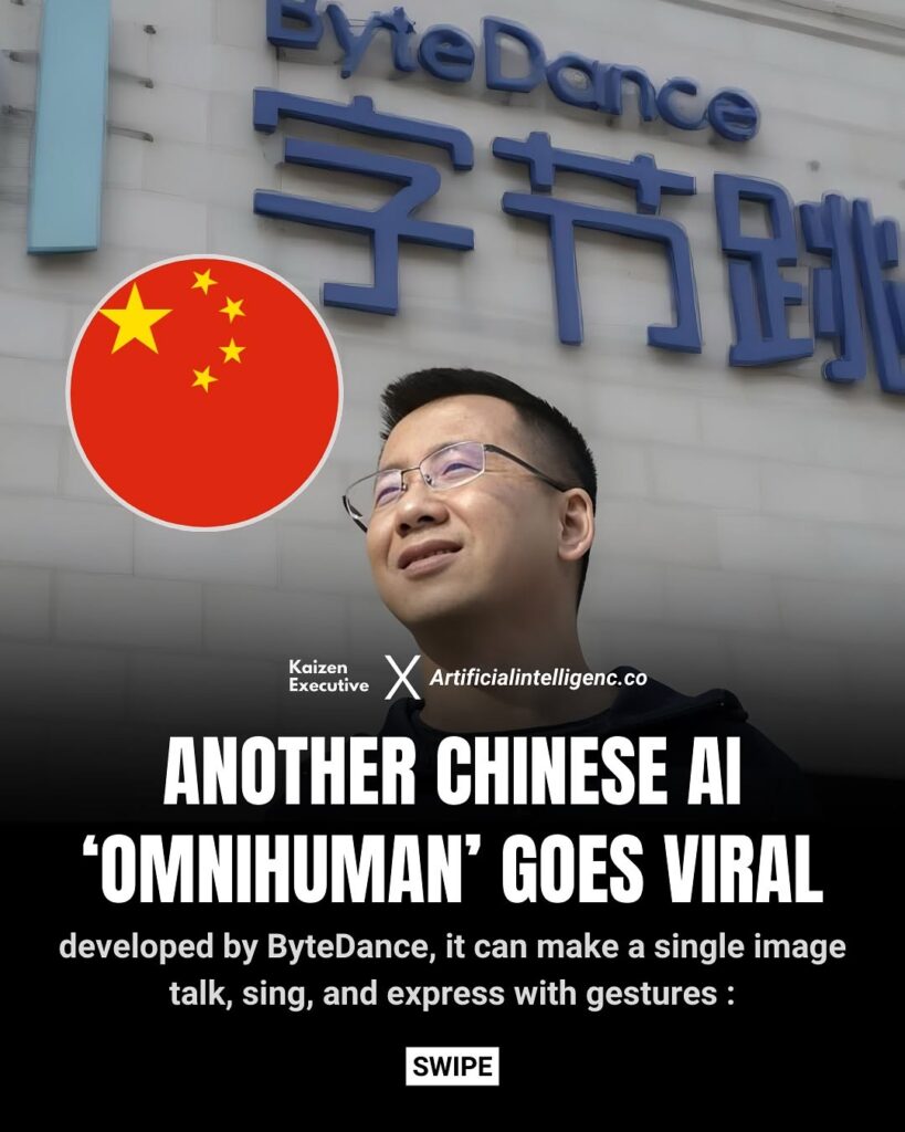 OmniHuman-1 an AI developed by ByteDance the same company which developed TikTok, has gone viral for generating realistic human videos from a single image and audio. It uses a Diffusion Transformer framework to create videos in any aspect ratio, showing lifelike actions like singing and gesturing. While it offers potential in entertainment and education, concerns about deepfake misuse, particularly in elections, are prevalent. Discussions on the internet highlight its technical prowess, trained on 18,700+ hours of motion data, but also caution about ethical issues. Its ability to depict various scenarios has sparked both awe and concern regarding its real-world implications.