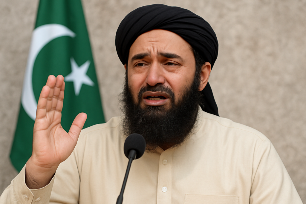 Political leader addresses media during a press conference in India.