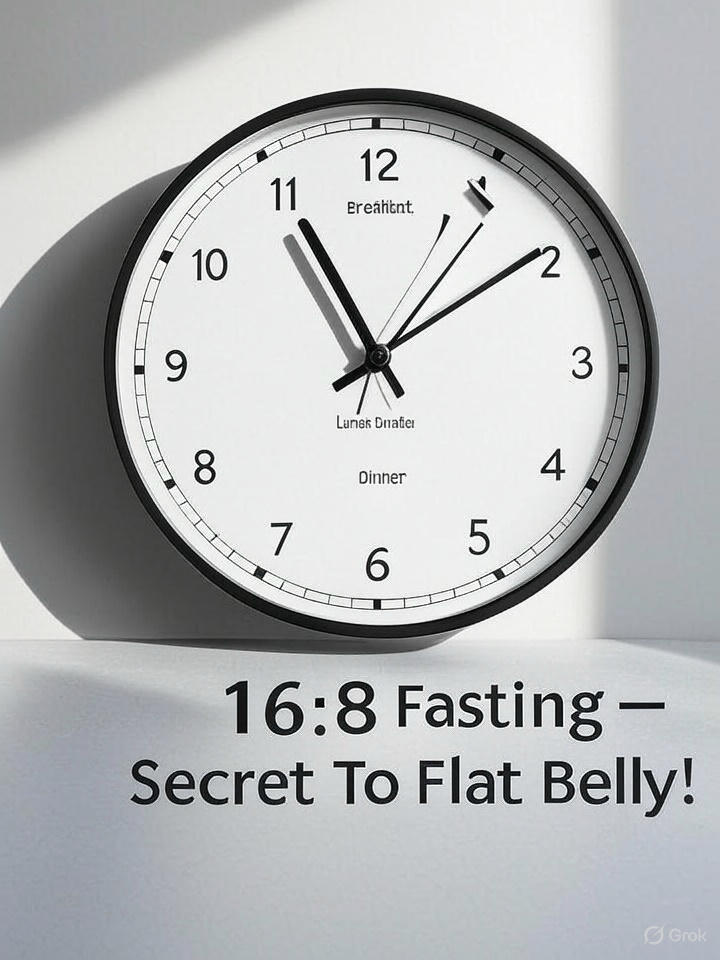 Intermittent fasting clock showing eating window for belly fat loss using pet kam karne ka tarika.